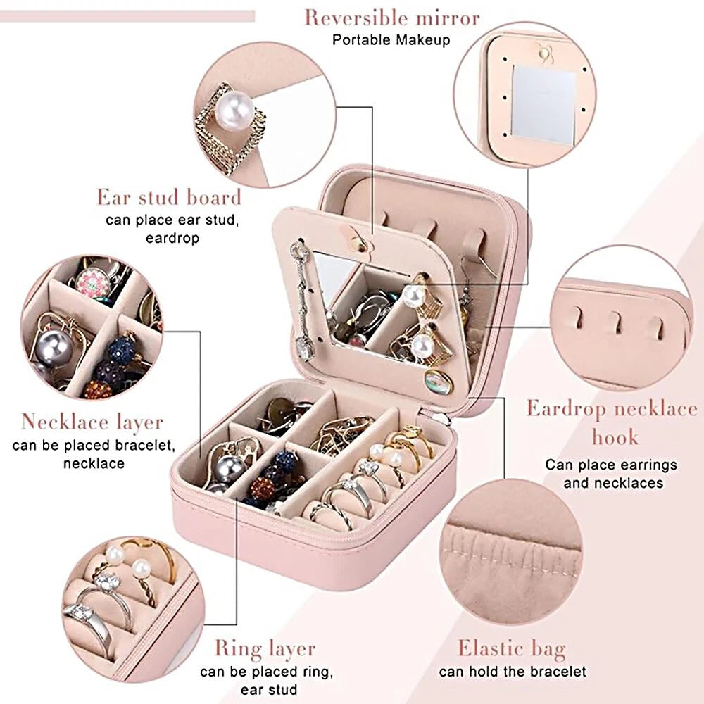 Exquisite Craftsmanship Fashion Portable Leather Jewelry Storage Box with Mirror | eBay