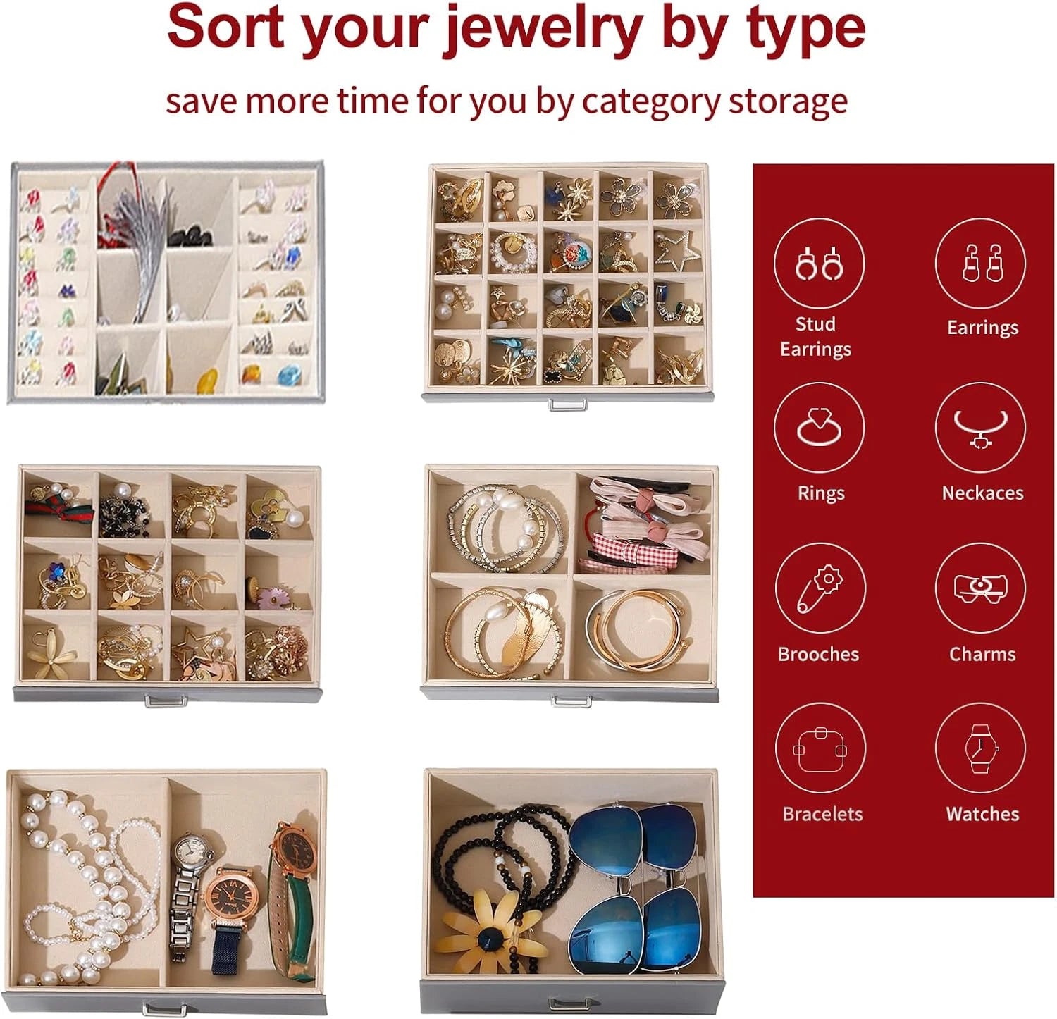 Jewelry Box for Women, 6 Layer Large Jewelry Organizer with Mirror, Multi-Functi | eBay