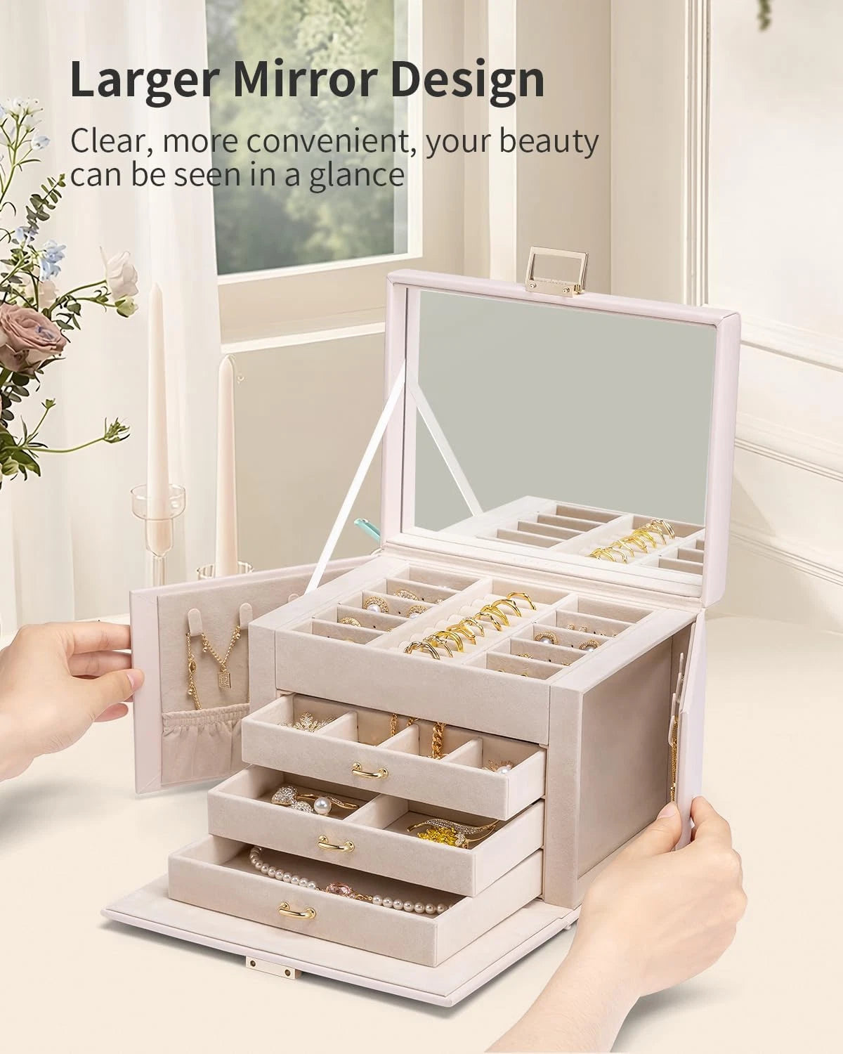 Jewelry Box 4-Tier,Jewelry Boxes & Organizers with Handle,3 Drawers Travel Jewel | eBay