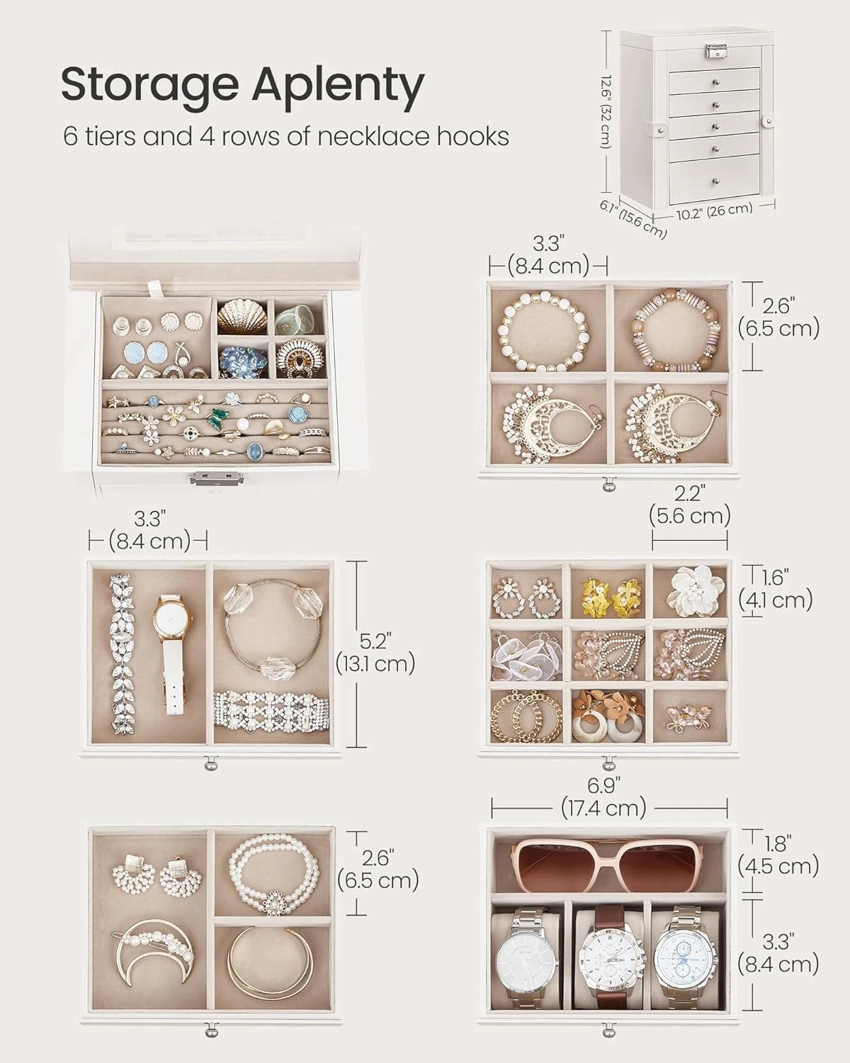 6 Tier Jewelry Box, Jewelry Storage Organizer with 5 Drawers | eBay