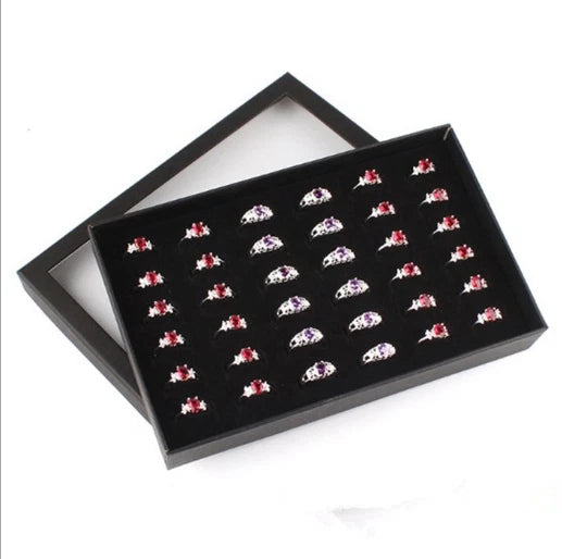 36 Slots Ring Display Box Jewelry Organizer Holder Transparent Window Show Case | eBay