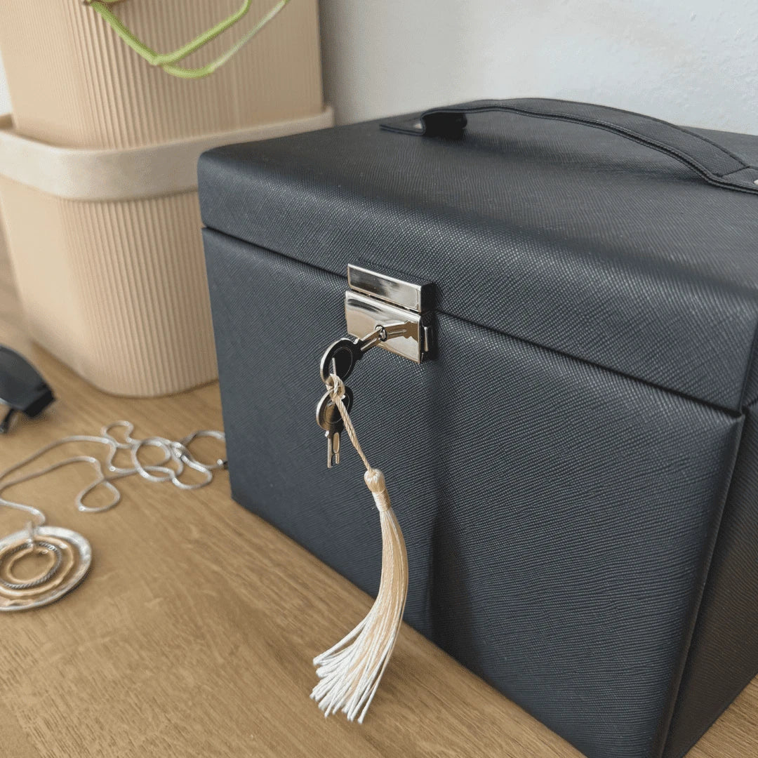 Adult Black Locking Jewelry Case - 3-Drawer Organizer | eBay