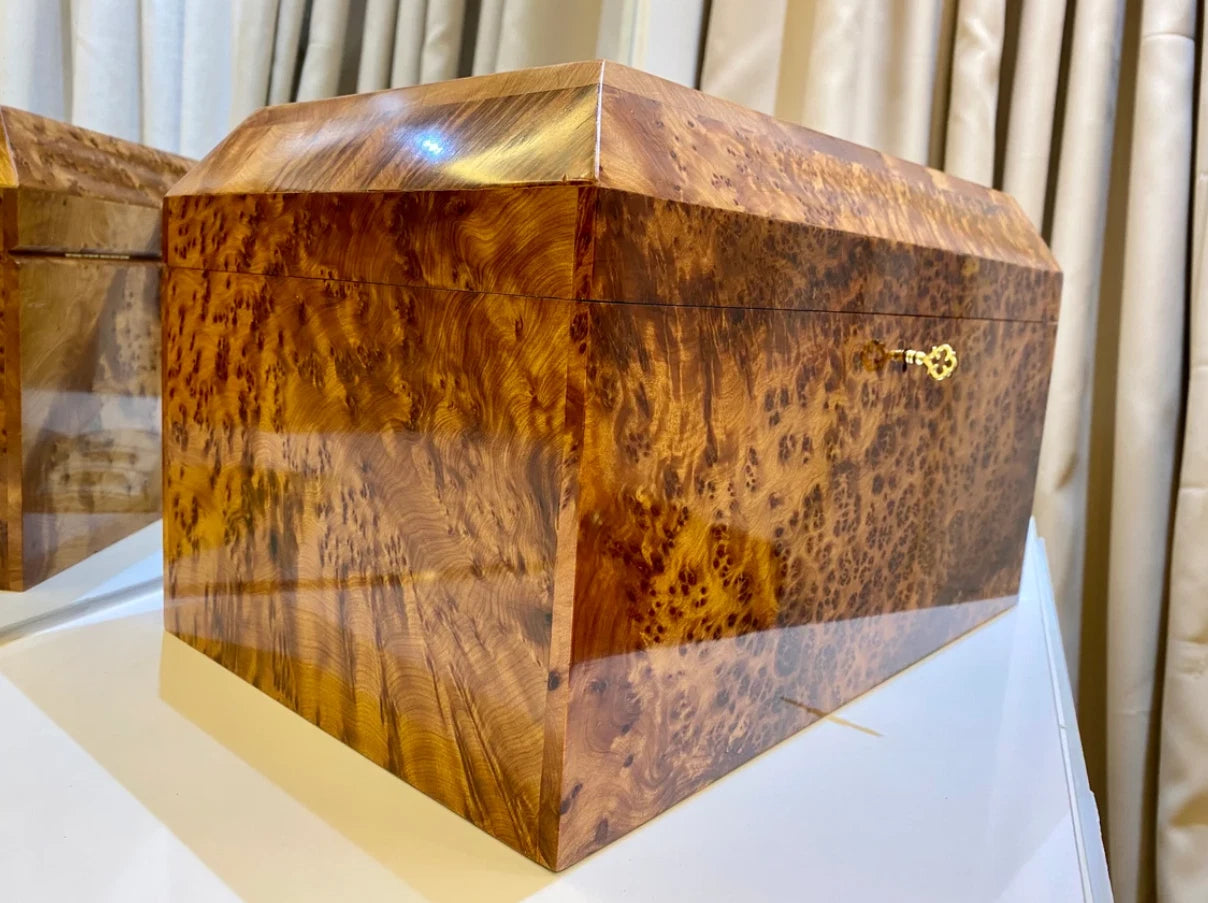 Big jewellery burl thuya Box lockable wooden burl Box organizer with key storage | eBay
