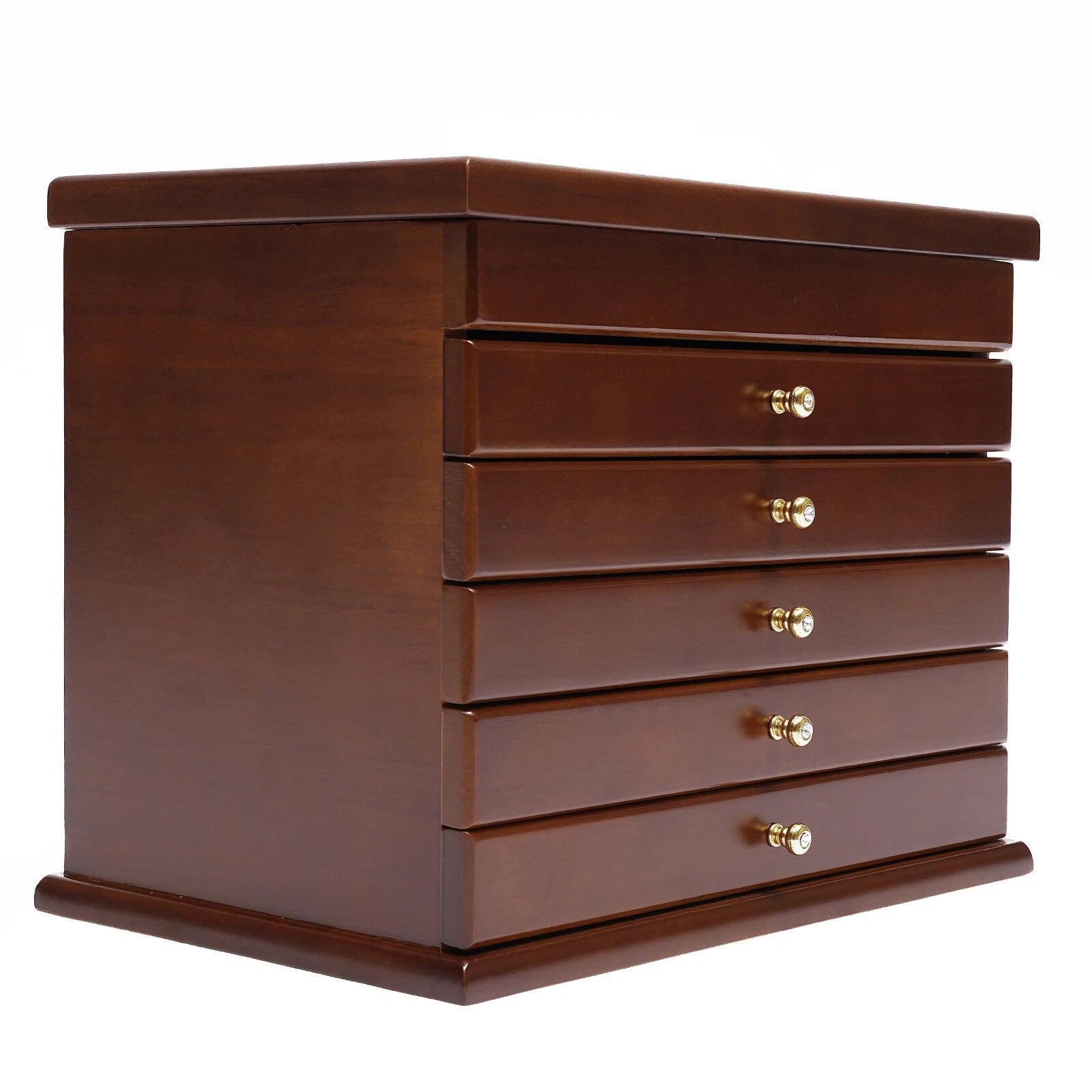 6 Layers Vintage Jewelry Storage Wood Box Organizer Necklace Cabinet Brown | eBay