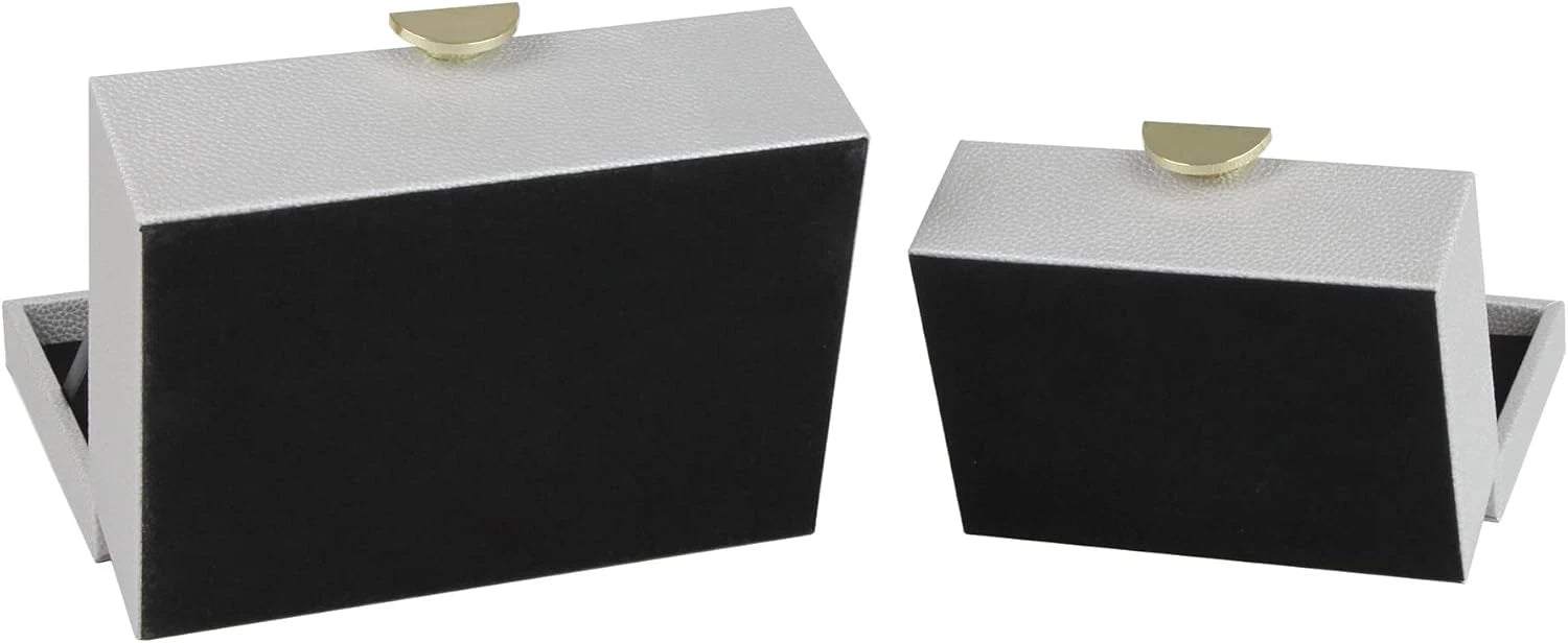 Faux Leather Jewelry Box with Gold Hardware Accents Decorative Box Storage | eBay