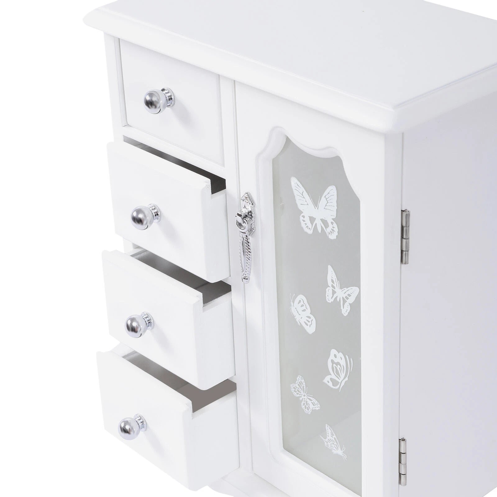 4 Drawers Jewelry Organizer Box Storage Mirrored Case Xmas Gift for Women Girls | eBay