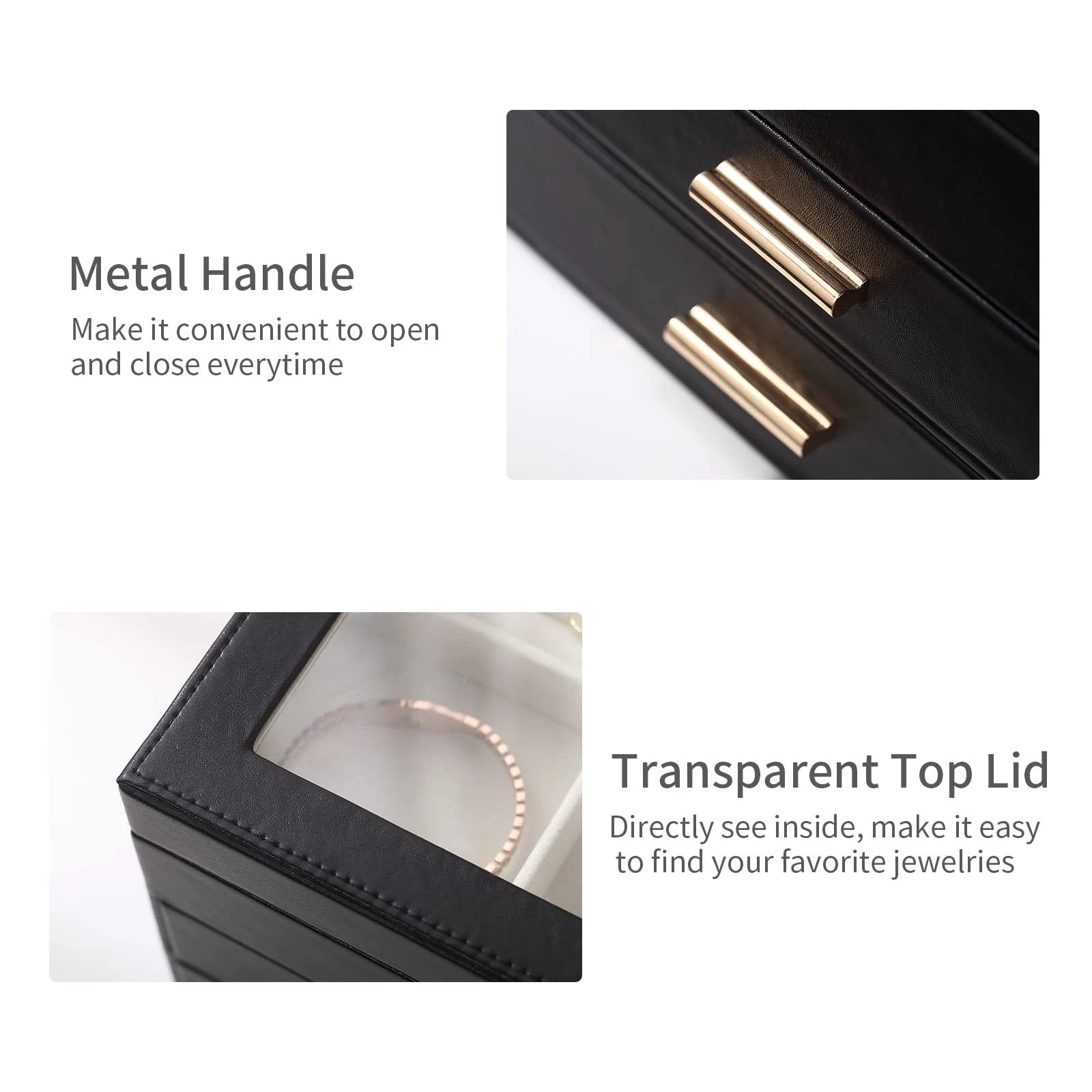 Jewelry Box for Women, 3 Layer Double Drawer Jewelry Organizer Glass Lid, Lar... | eBay