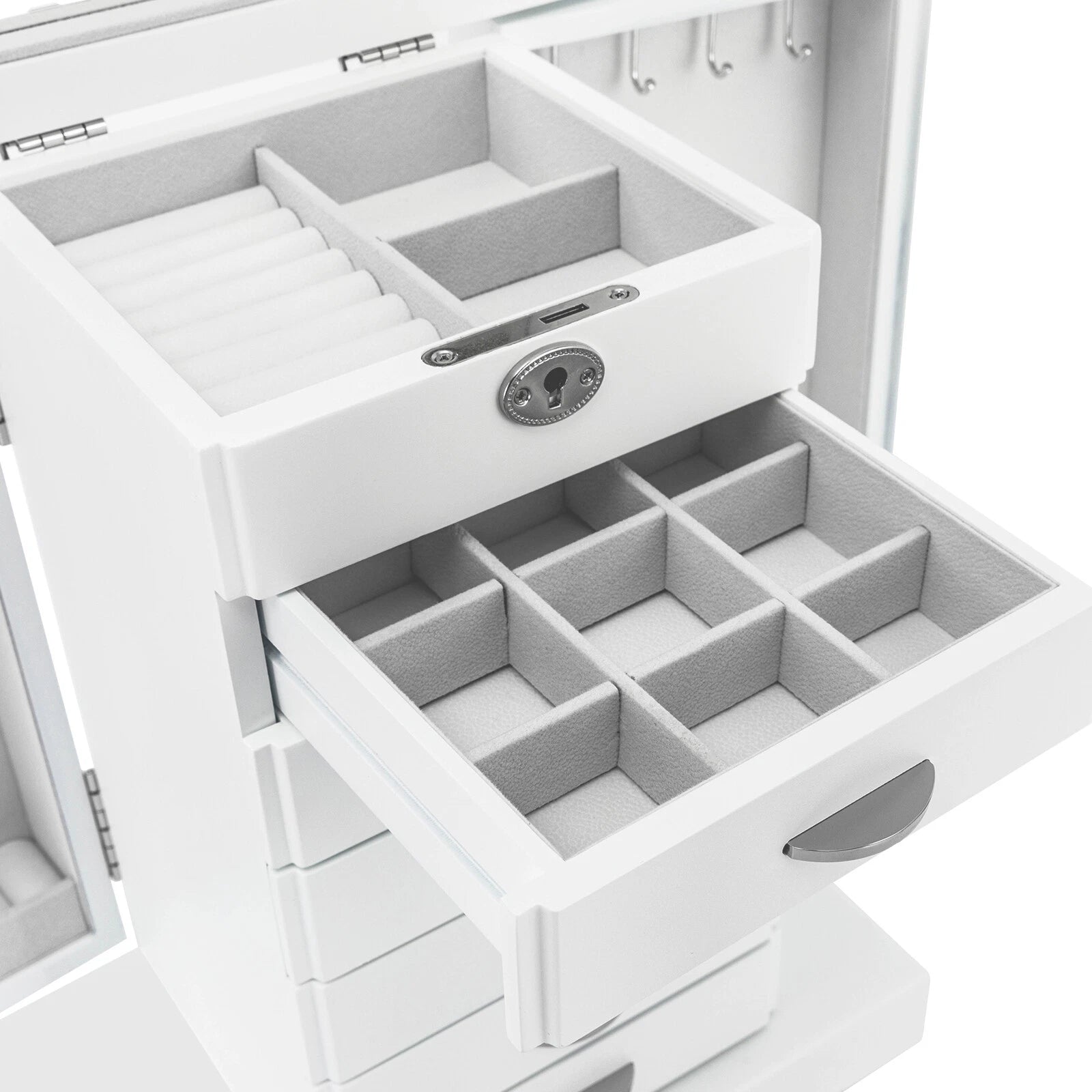 Jewelry Box Jewelry Armoire Cabinet Large Box Jewelry Box Organizer Key Lock Set | eBay