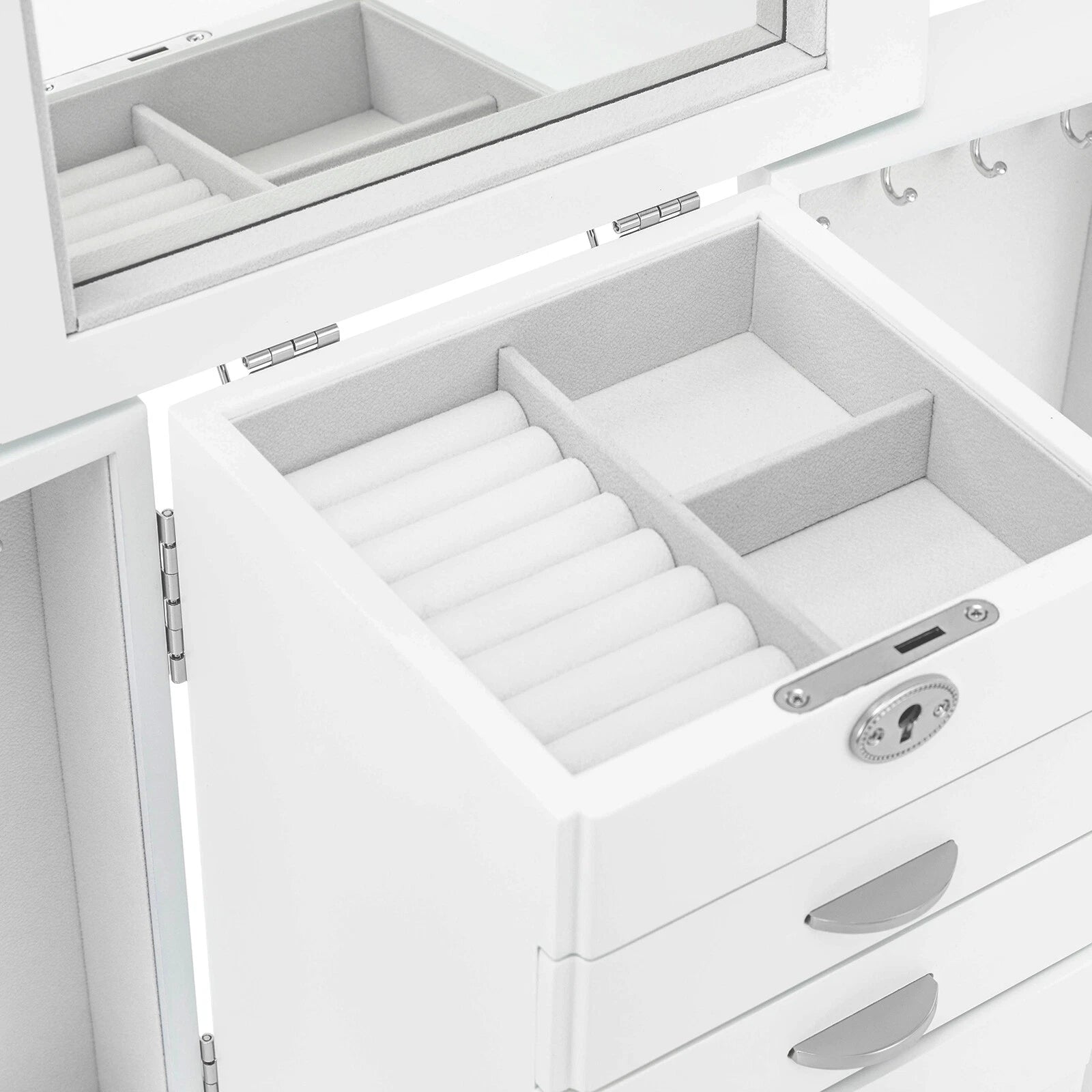 Jewelry Box Jewelry Armoire Cabinet Large Box Jewelry Box Organizer Key Lock Set | eBay