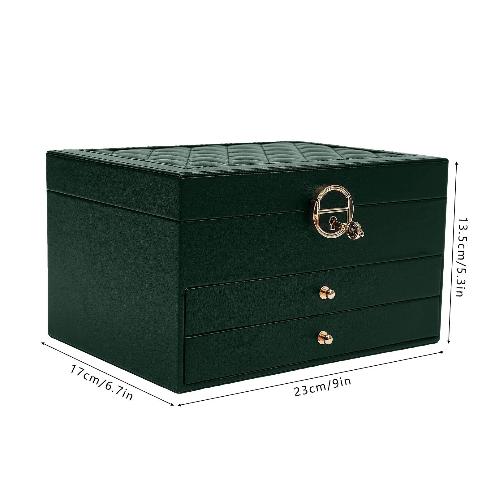 3-Tier 9*6.7*5.3" Green PU Jewelry Organizer Watch Holder Display Case W/ Drawer | eBay