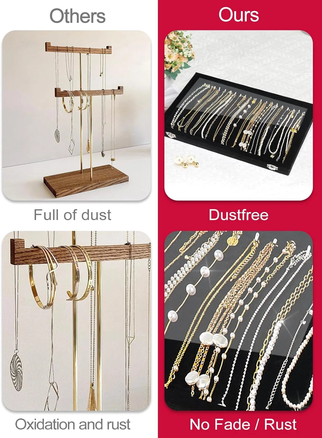 Jenseits Necklace Organizer Box, Tray with Clear Lid, Velvet Dustproof Necklaces | eBay