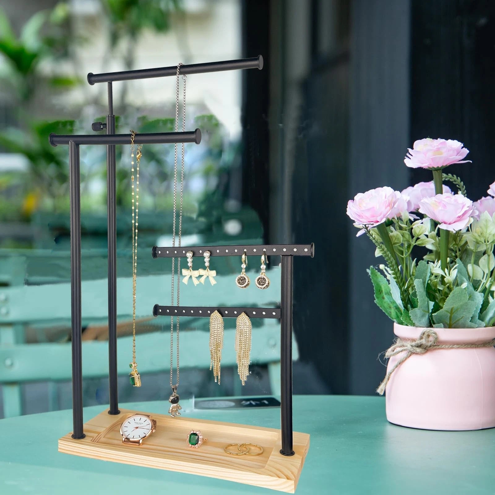 Elegant 4-Tier Jewelry Organizer Stand for Necklaces, Earrings & Bracelets | eBay