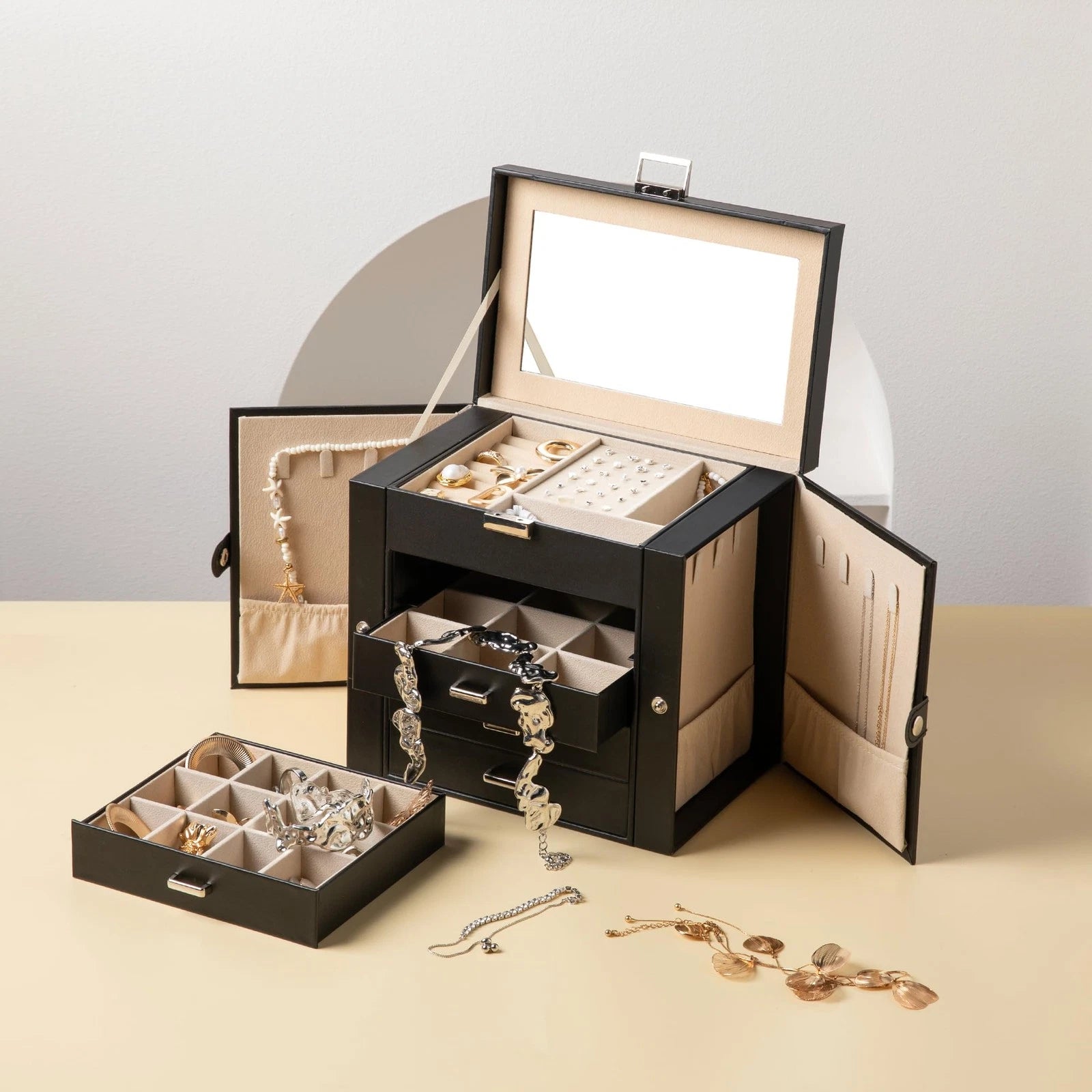 5-layer Jewelry Box,Faux Leather Jewelry Organizer with 4 Drawers,Jewelry Org... | eBay