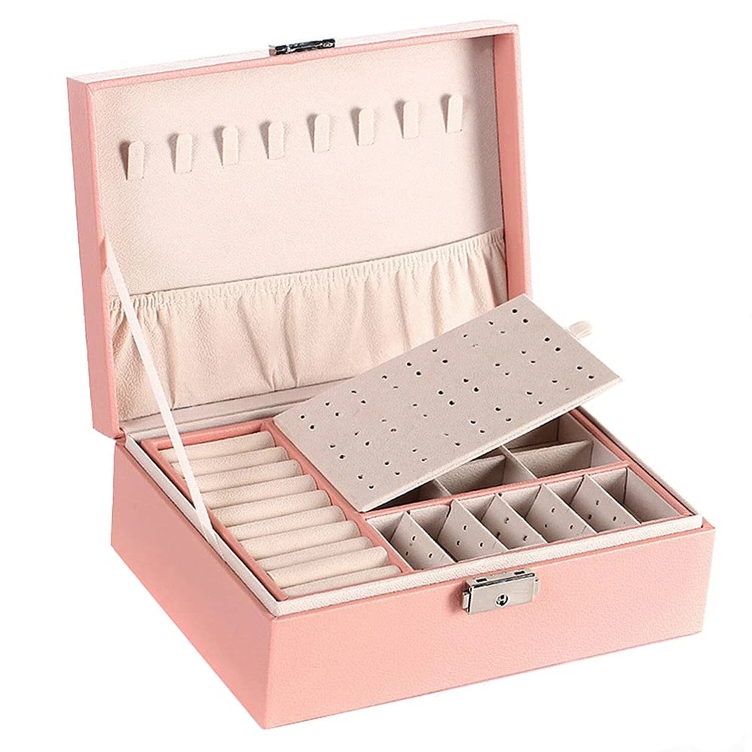 NuAngela Large Jewelry Box Organizer for Women Girls, 2 Layer Jewelry Storage... | eBay