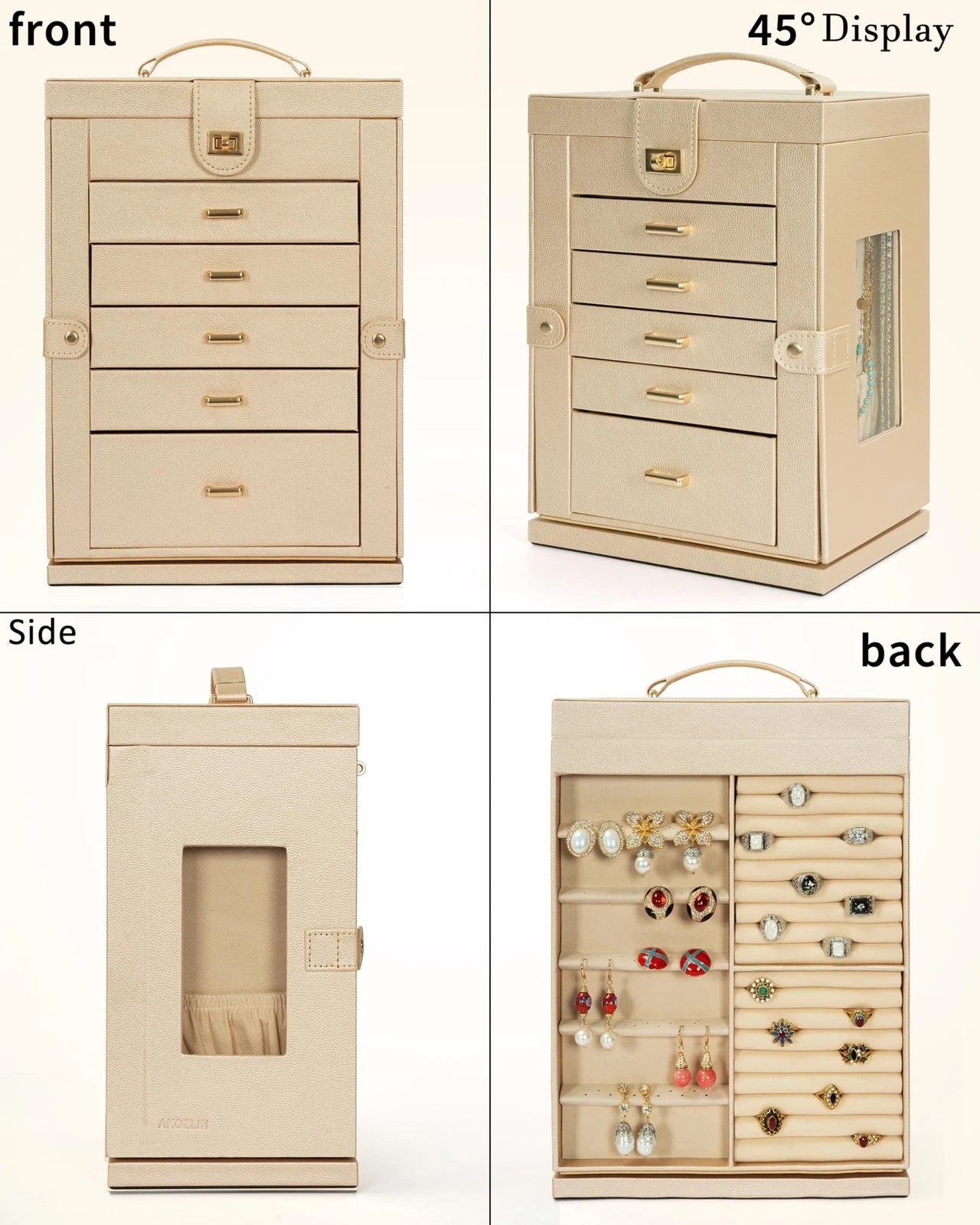 Jewelry Box 6-Tier Organizer Functional 360 Rotating Jewelry Storage Case for Wo | eBay