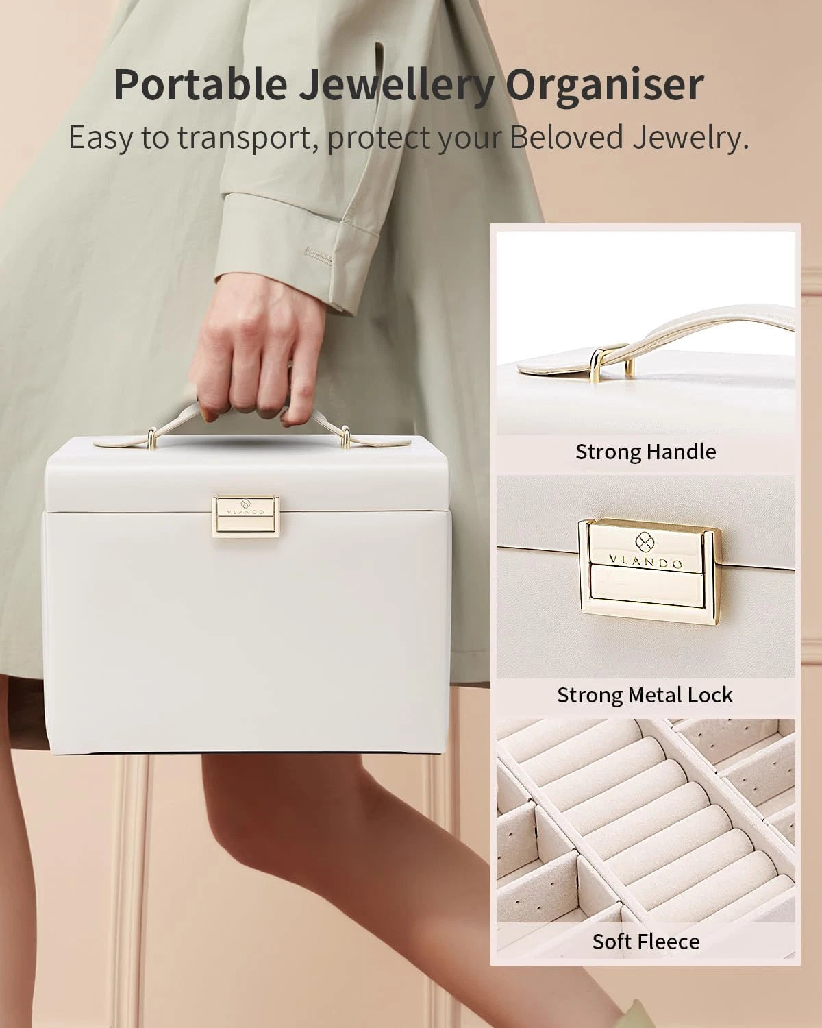 Jewelry Box 4-Tier,Jewelry Boxes & Organizers with Handle,3 Drawers Travel Jewel | eBay