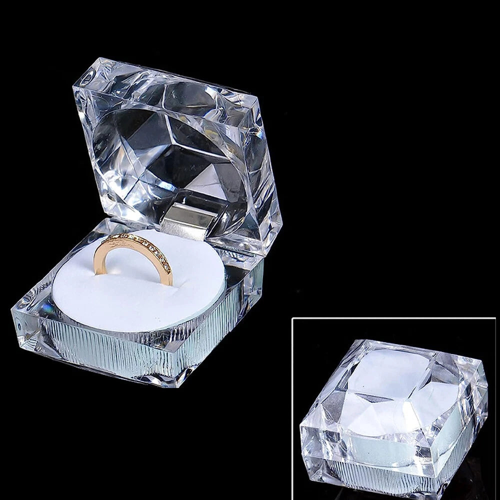 12 Pcs Clear Crystal Ring Gift Boxes Earrings Jewelry Storage White Box | eBay