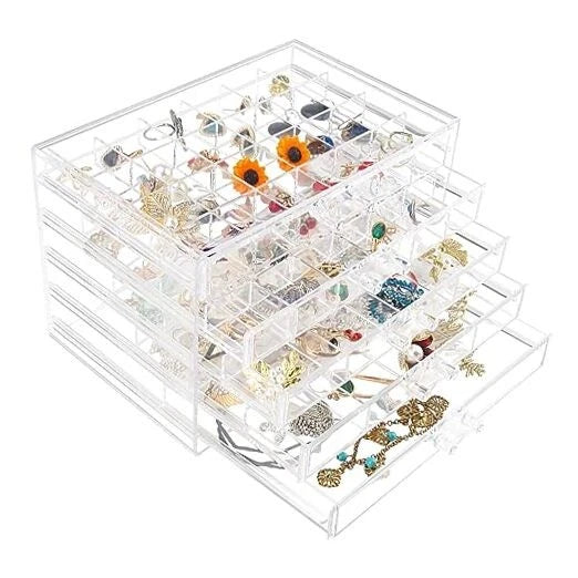 Jewelry Organizer Box, Acrylic Jewelry Holder Clear Jewelry Storage 5 Drawers | eBay
