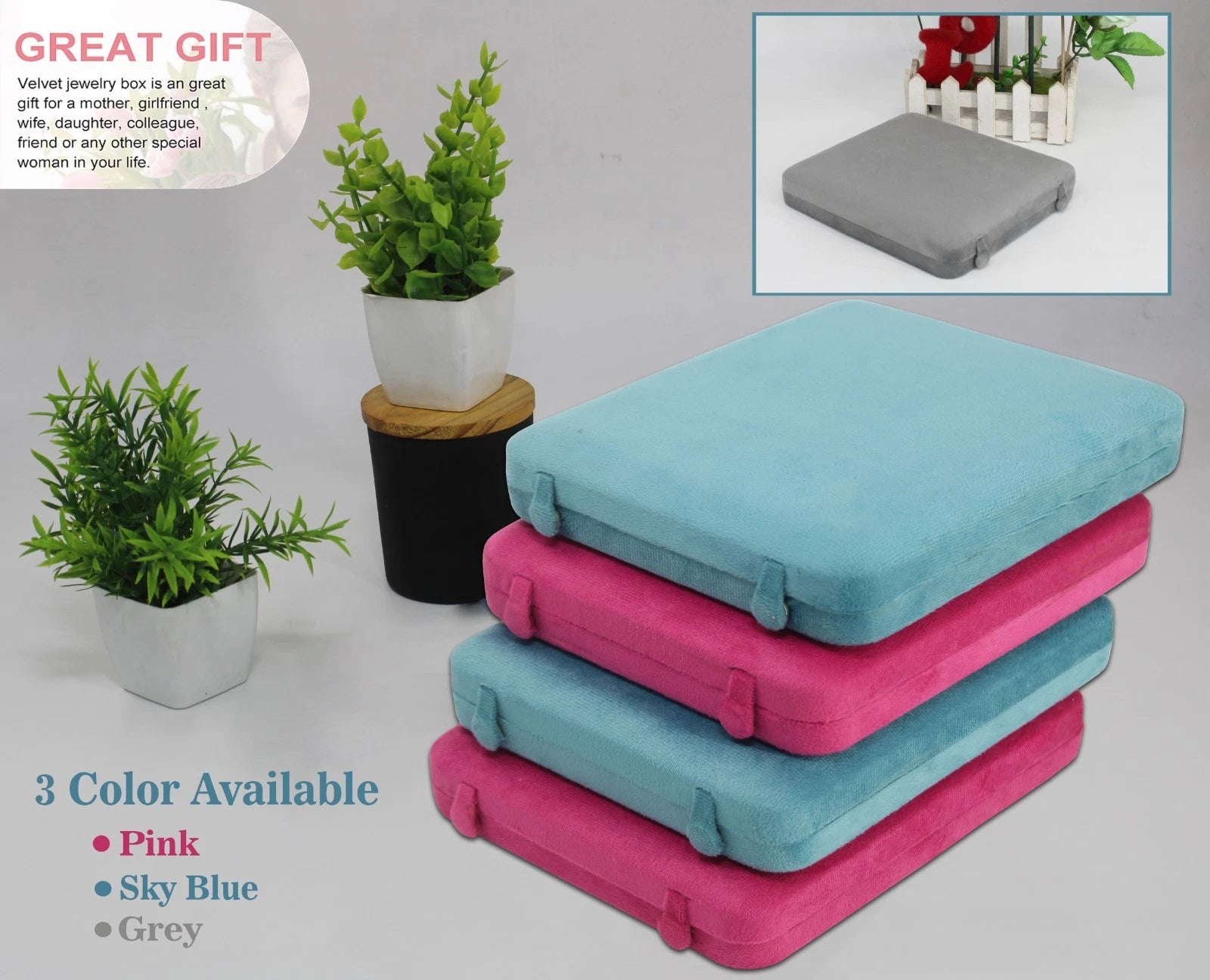 2 Jewelry Necklace Pendant Ring Earring Storage Organizer Locker Box Velvet Case | eBay