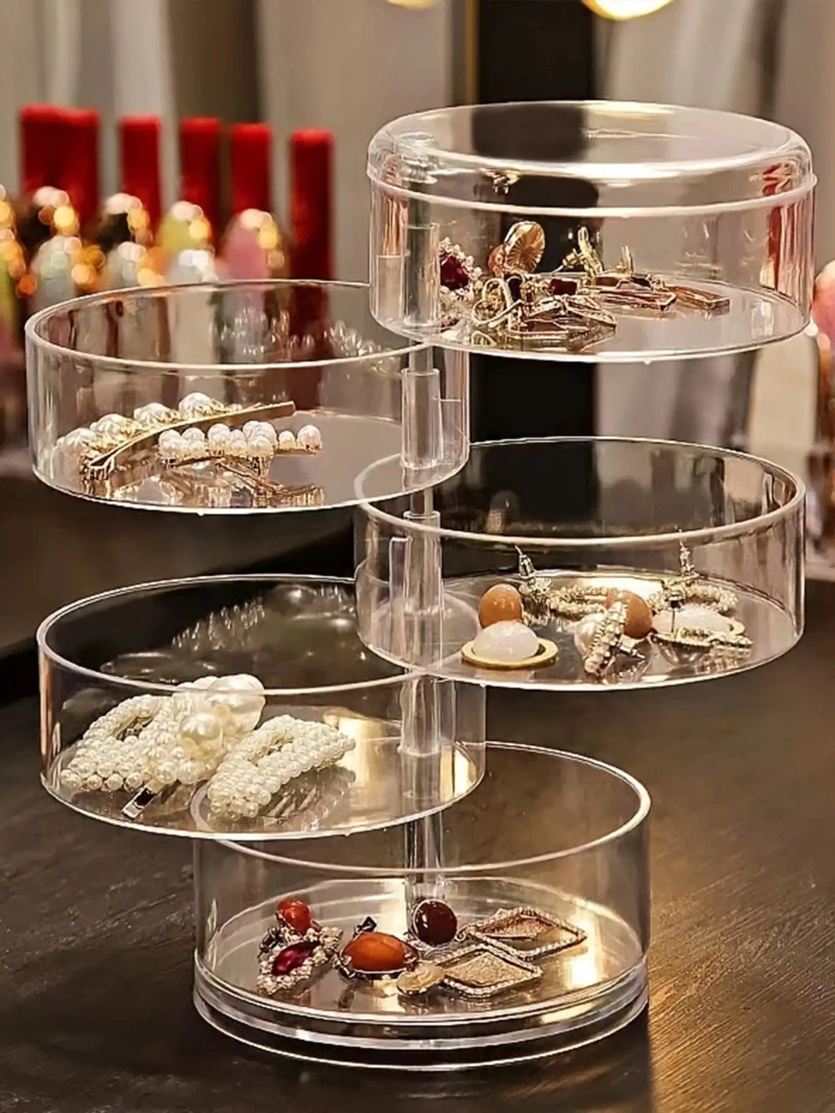 1pc Stylish & Large Capacity 3/4/5 Layers Rotating Jewelry Storage Box For | eBay