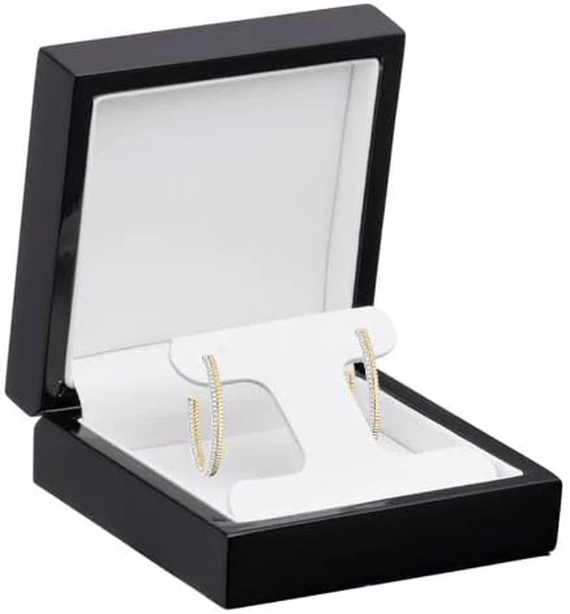Allure - T-Bar Style Wooden Earring Box - Black Wood Jewelry Gift Box, with High | eBay