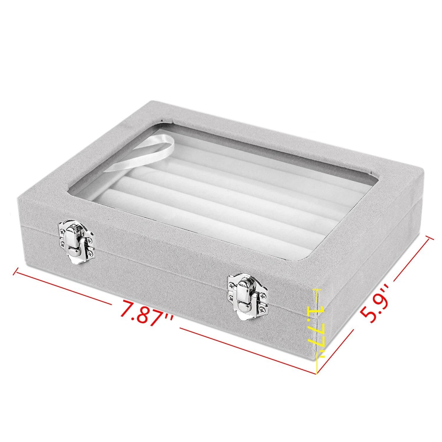 7 Slots Velvet Jewelry Earring Storage Box With Transparent Lid Jewelry | eBay