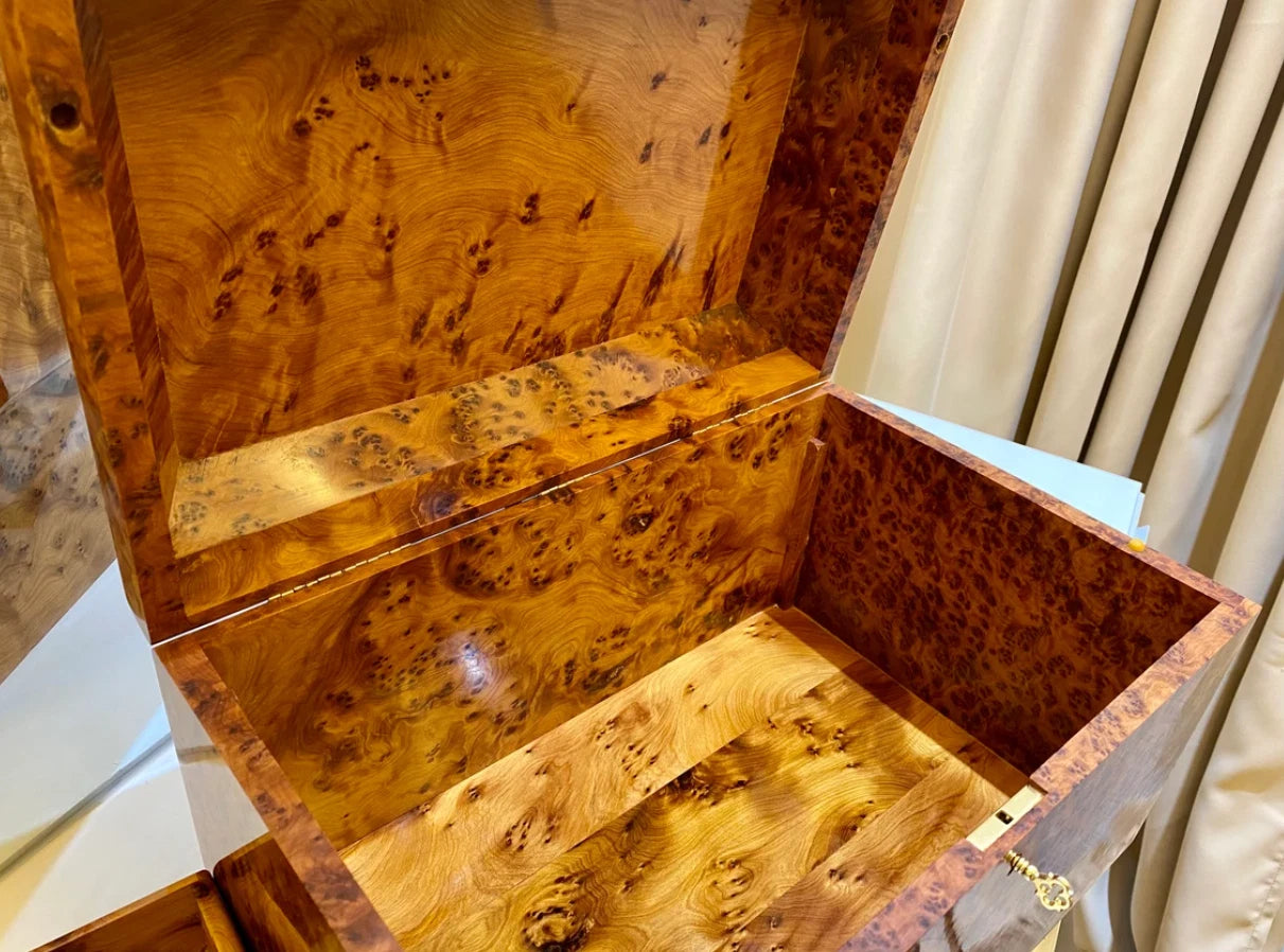 Big jewellery burl thuya Box lockable wooden burl Box organizer with key storage | eBay