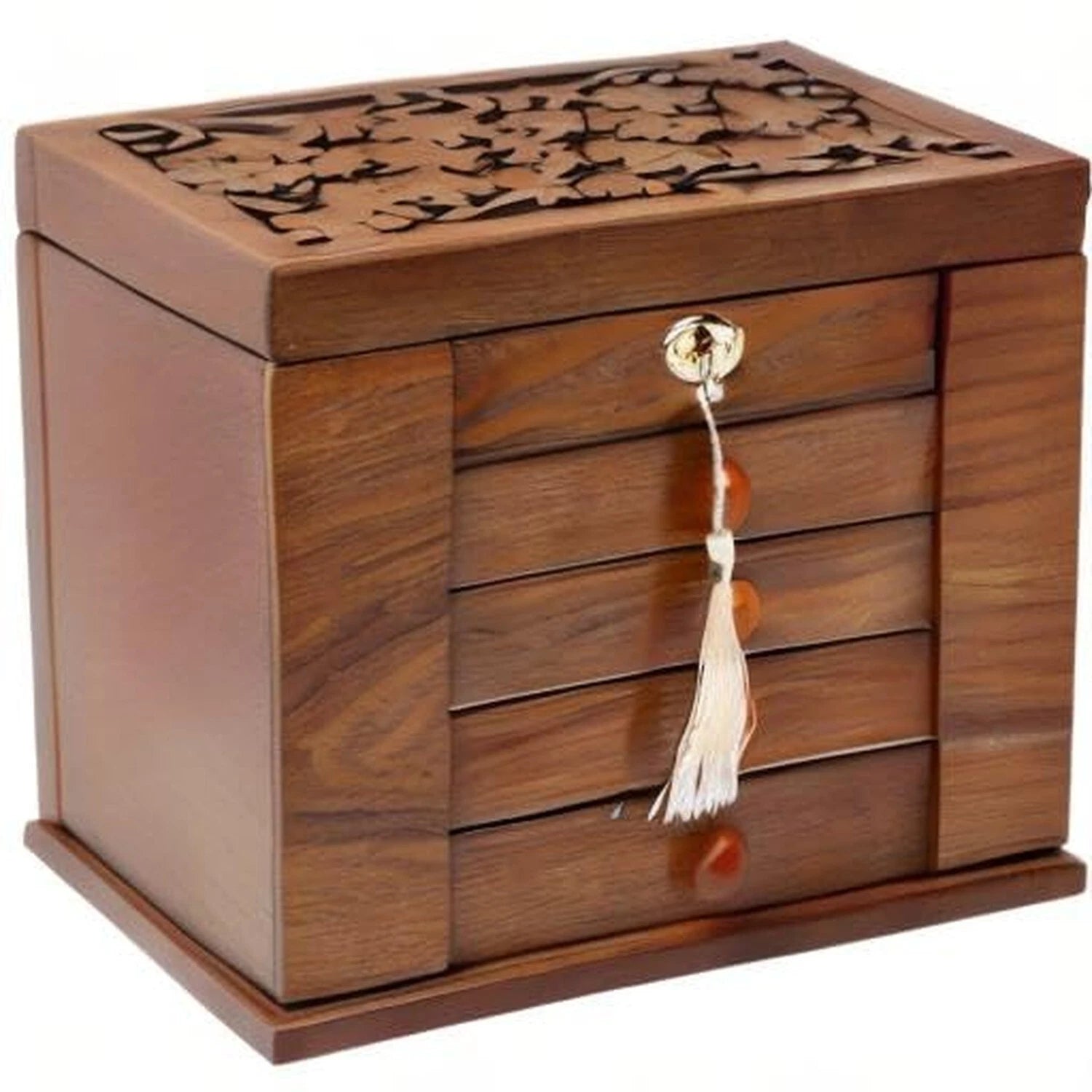 Changsuo Wooden Jewelry Box for Women, Solid Wood Organizer with Combo Lock f... | eBay