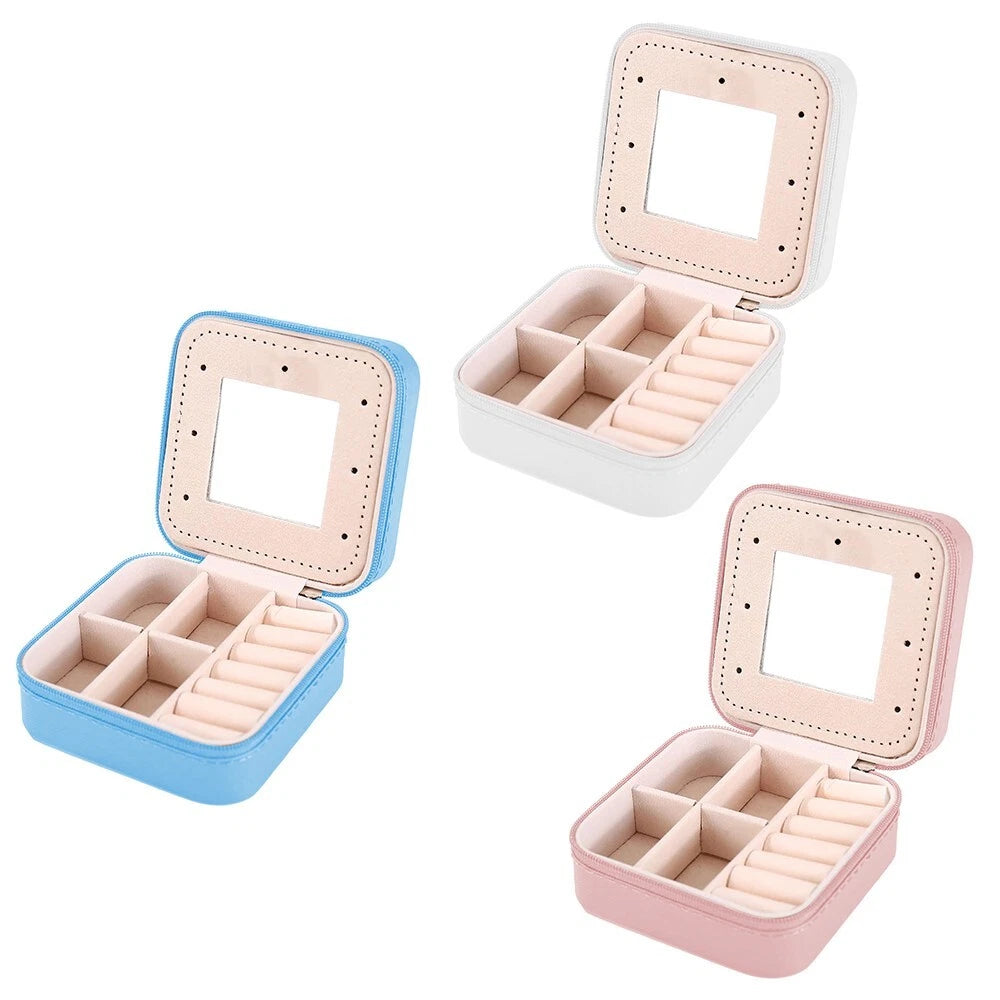Exquisite Craftsmanship Fashion Portable Leather Jewelry Storage Box with Mirror | eBay