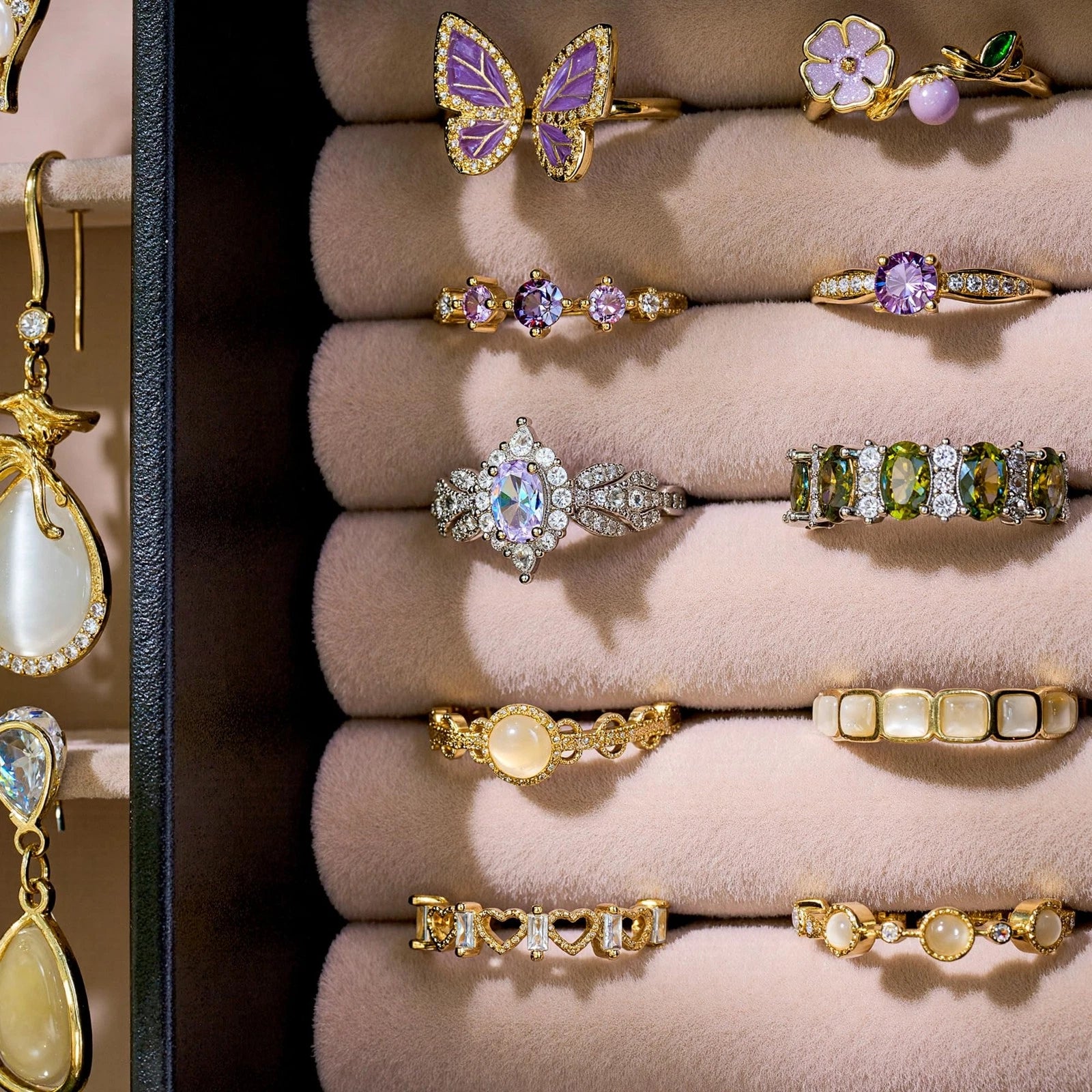 Jewelry Box Organizer for Women: 360 Rotating Vertical Storage Case, Black Le... | eBay