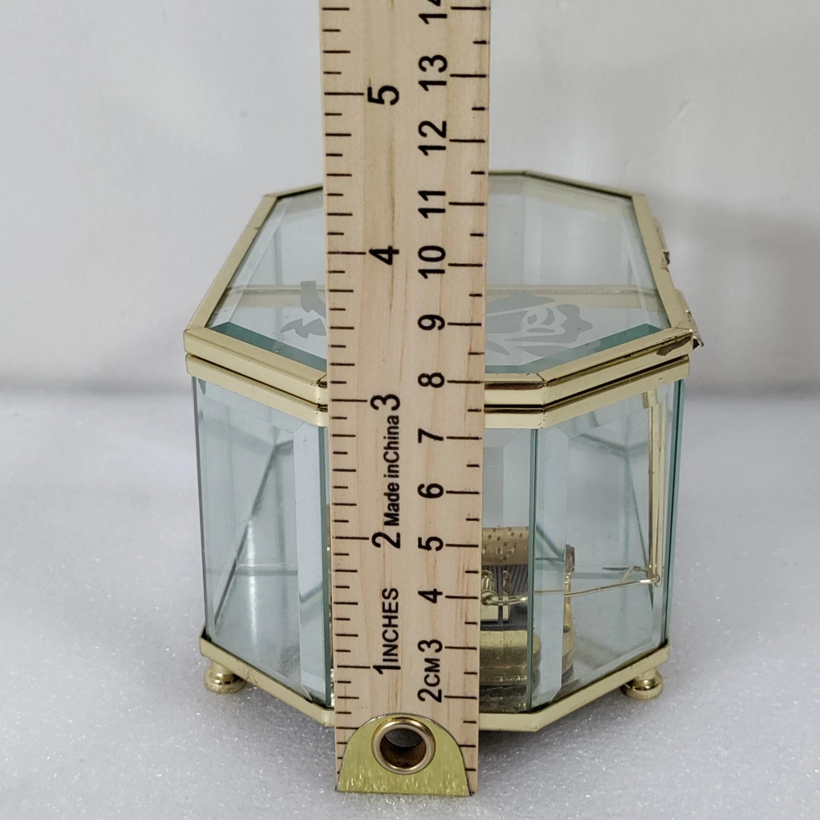 Golden Glass Display Musical Jewelry Box Case with Hinged Top Lid | eBay