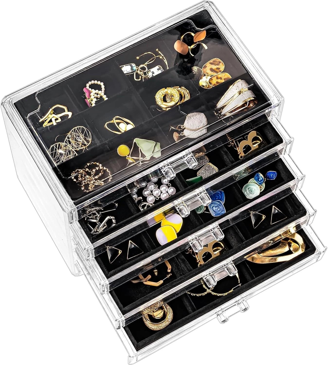 Freestanding Jewelry Storage Box with 5 Velvet Drawers - Elegant & Functional | eBay