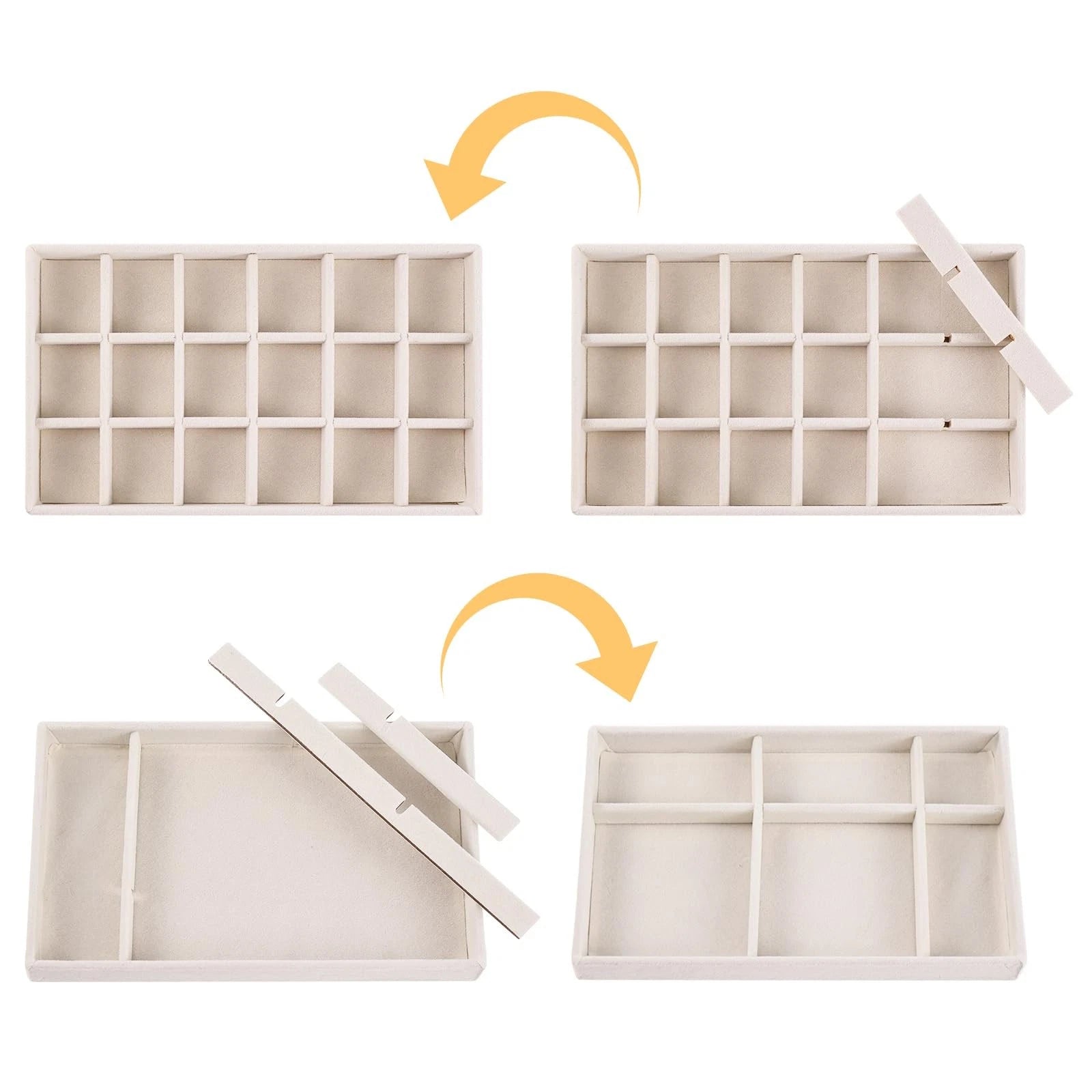 8 Pcs Jewelry Tray Velvet Stackable Jewelry Organizer Trays Divided Earring O... | eBay