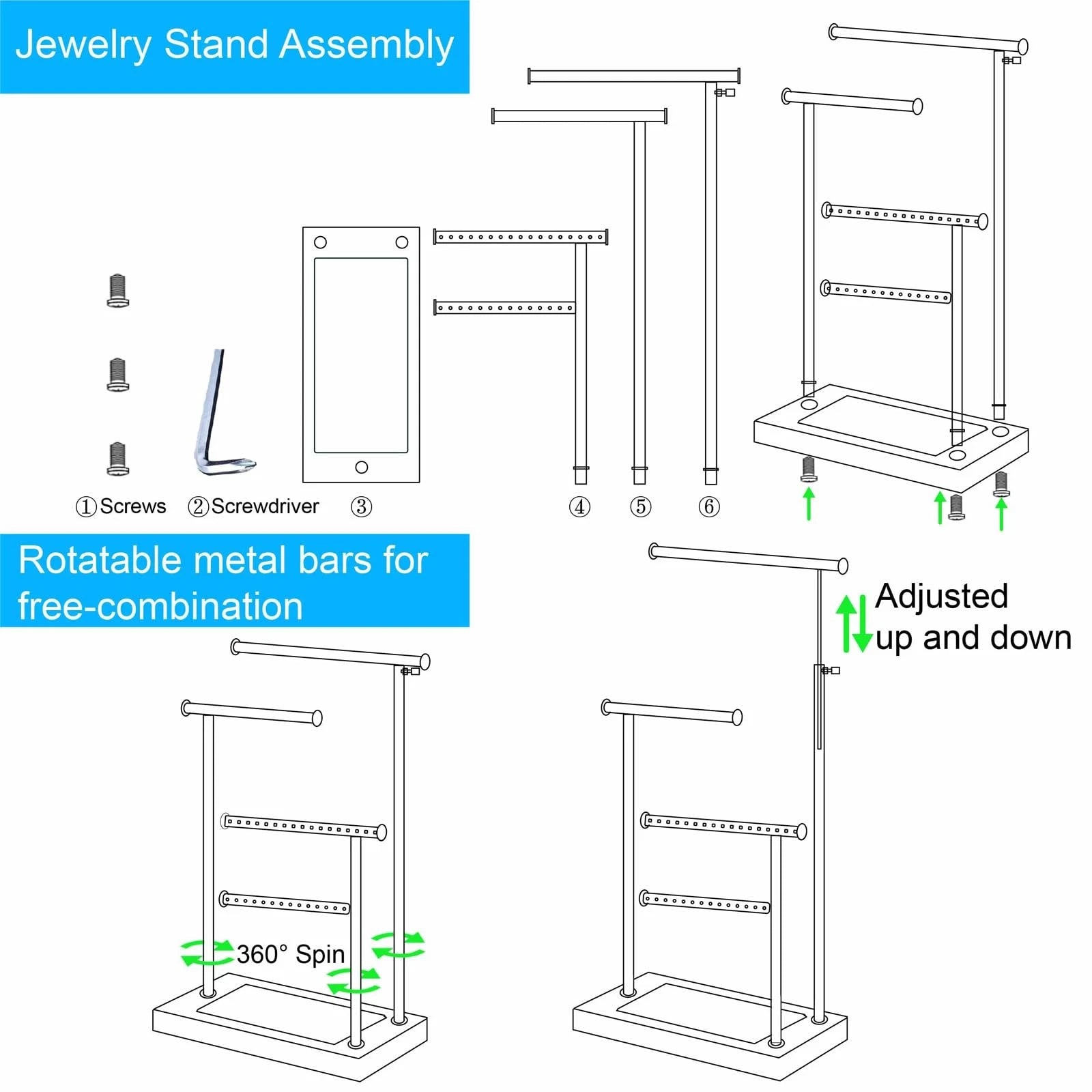 Elegant 4-Tier Jewelry Organizer Stand for Necklaces, Earrings & Bracelets | eBay