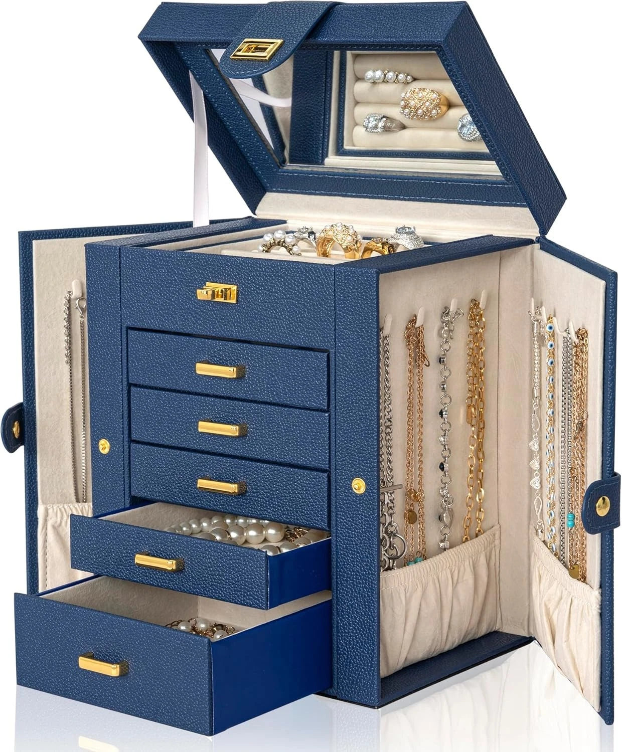 AKOZLIN Jewelry Box Organizer Functional Leather Jewelry Storage Case for Women | eBay