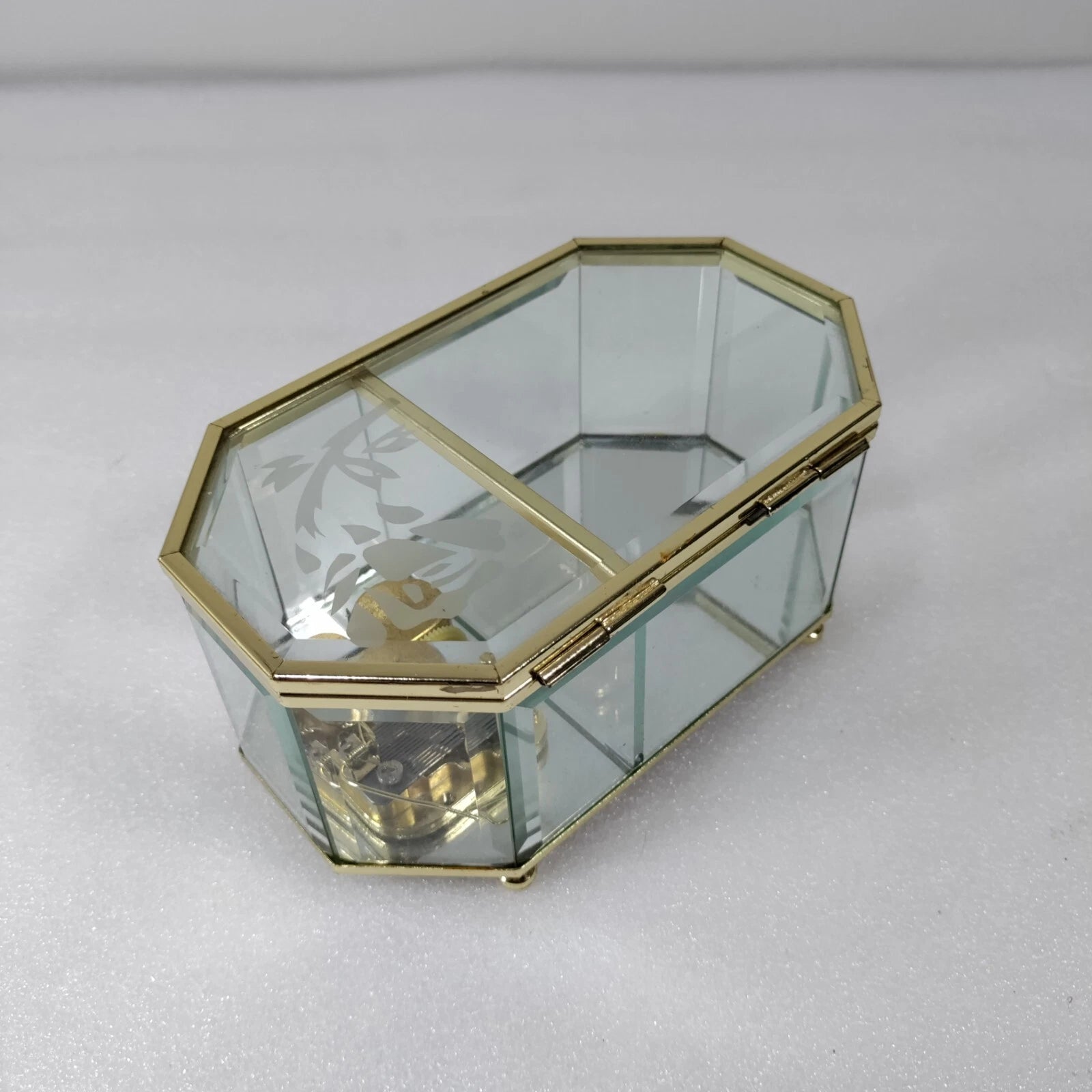 Golden Glass Display Musical Jewelry Box Case with Hinged Top Lid | eBay