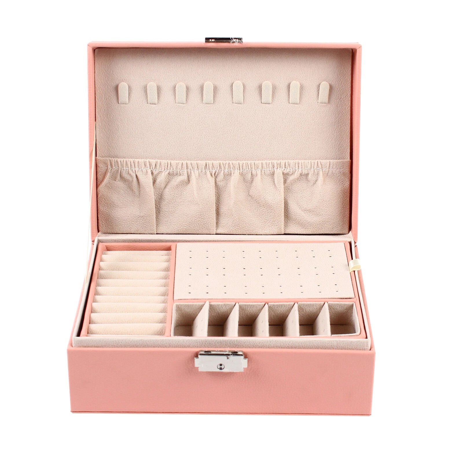 2-layer Storage Box Pink pu Leather Exquisite Jewelry Box For Necklaces Rings US | eBay