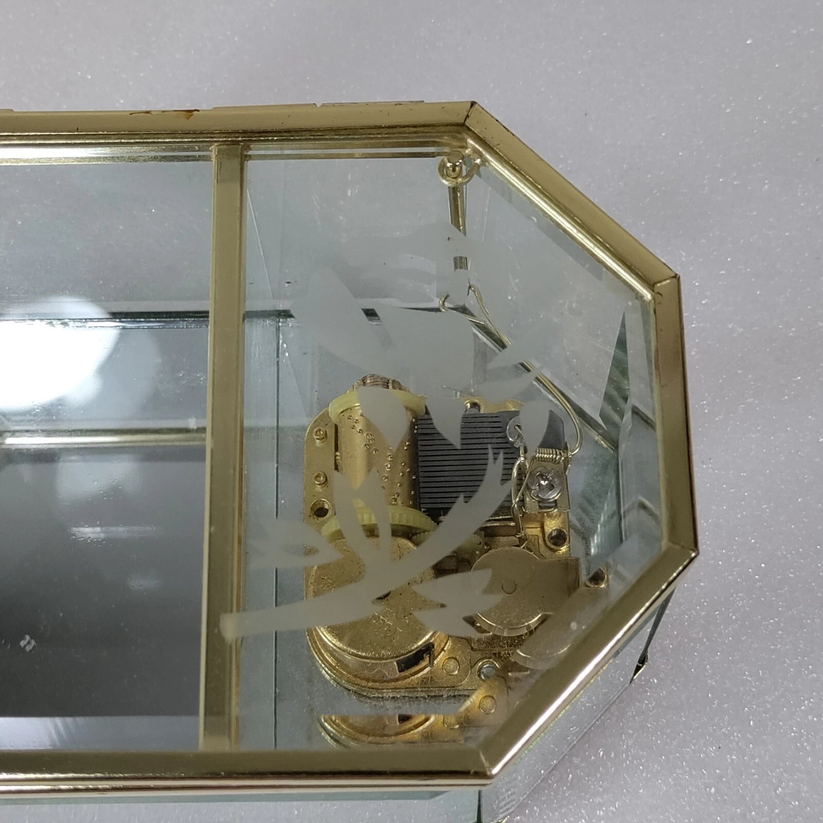 Golden Glass Display Musical Jewelry Box Case with Hinged Top Lid | eBay