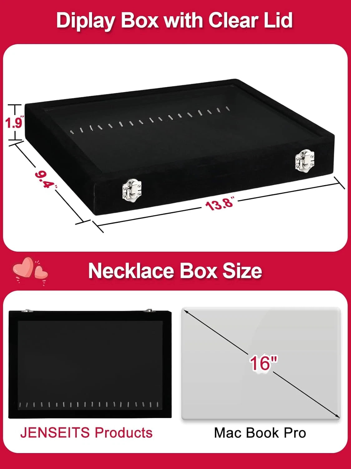 Jenseits Necklace Organizer Box, Tray with Clear Lid, Velvet Dustproof Necklaces | eBay