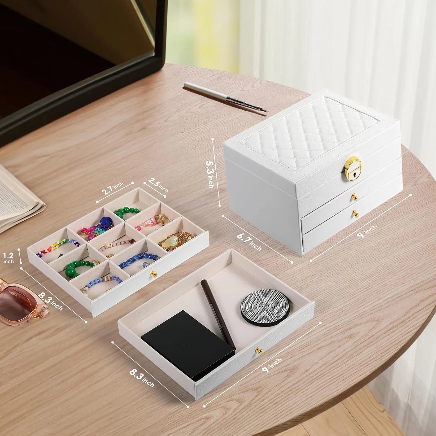 3 Layer Jewelry Box, Lockable Jewelry Holder Organizer with Jewelry | eBay