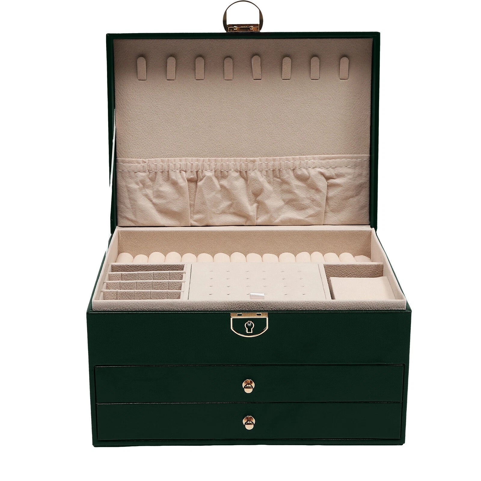 3-Tier 9*6.7*5.3" Green PU Jewelry Organizer Watch Holder Display Case W/ Drawer | eBay