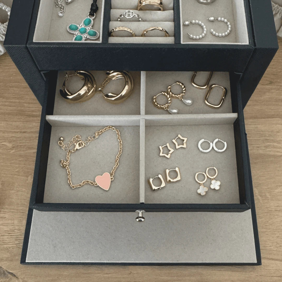 Adult Black Locking Jewelry Case - 3-Drawer Organizer | eBay