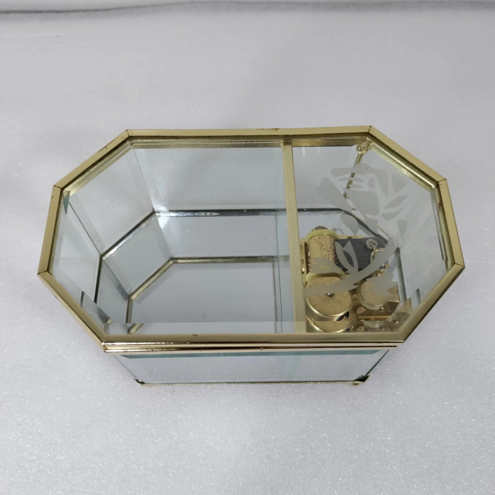 Golden Glass Display Musical Jewelry Box Case with Hinged Top Lid | eBay
