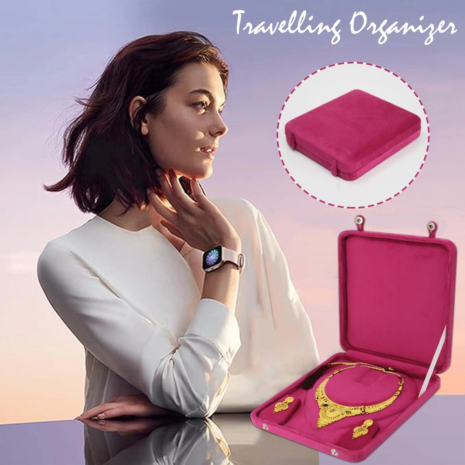 2 Jewelry Necklace Pendant Ring Earring Storage Organizer Locker Box Velvet Case | eBay