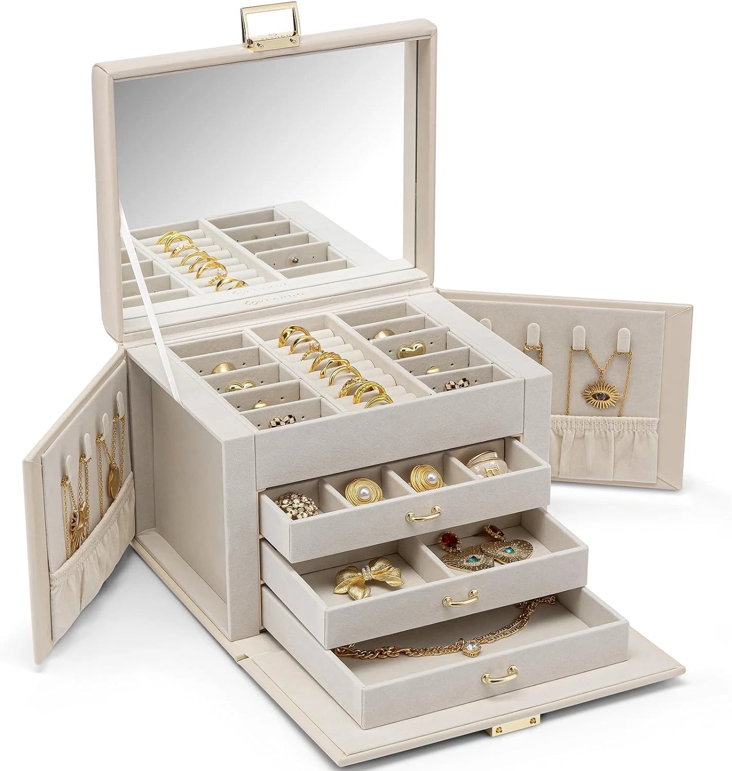 Jewelry Box 4-Tier,Jewelry Boxes & Organizers with Handle,3 Drawers Travel Jewel | eBay