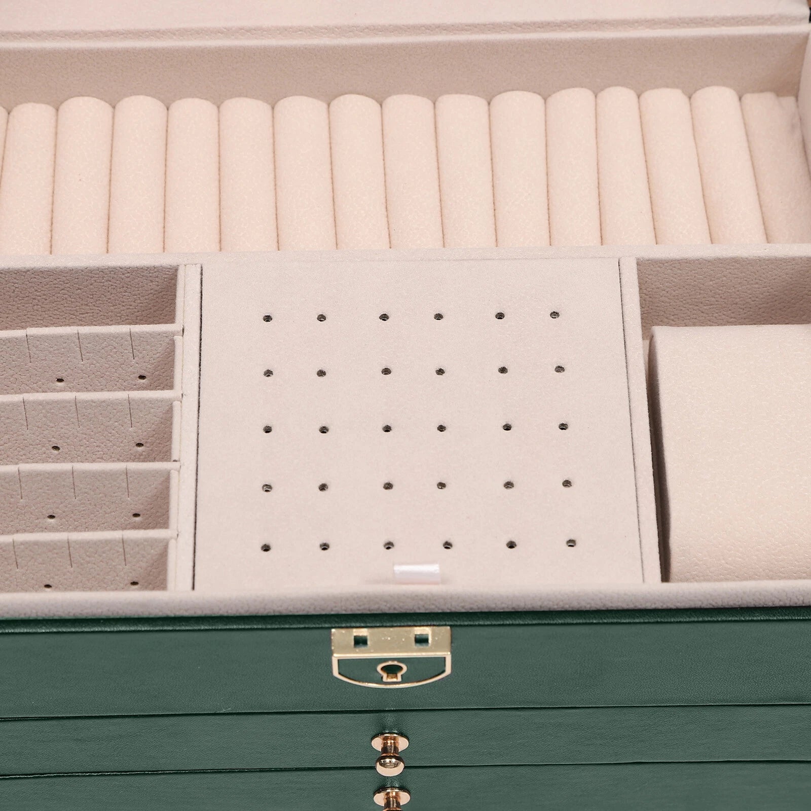 3-Tier 9*6.7*5.3" Green PU Jewelry Organizer Watch Holder Display Case W/ Drawer | eBay