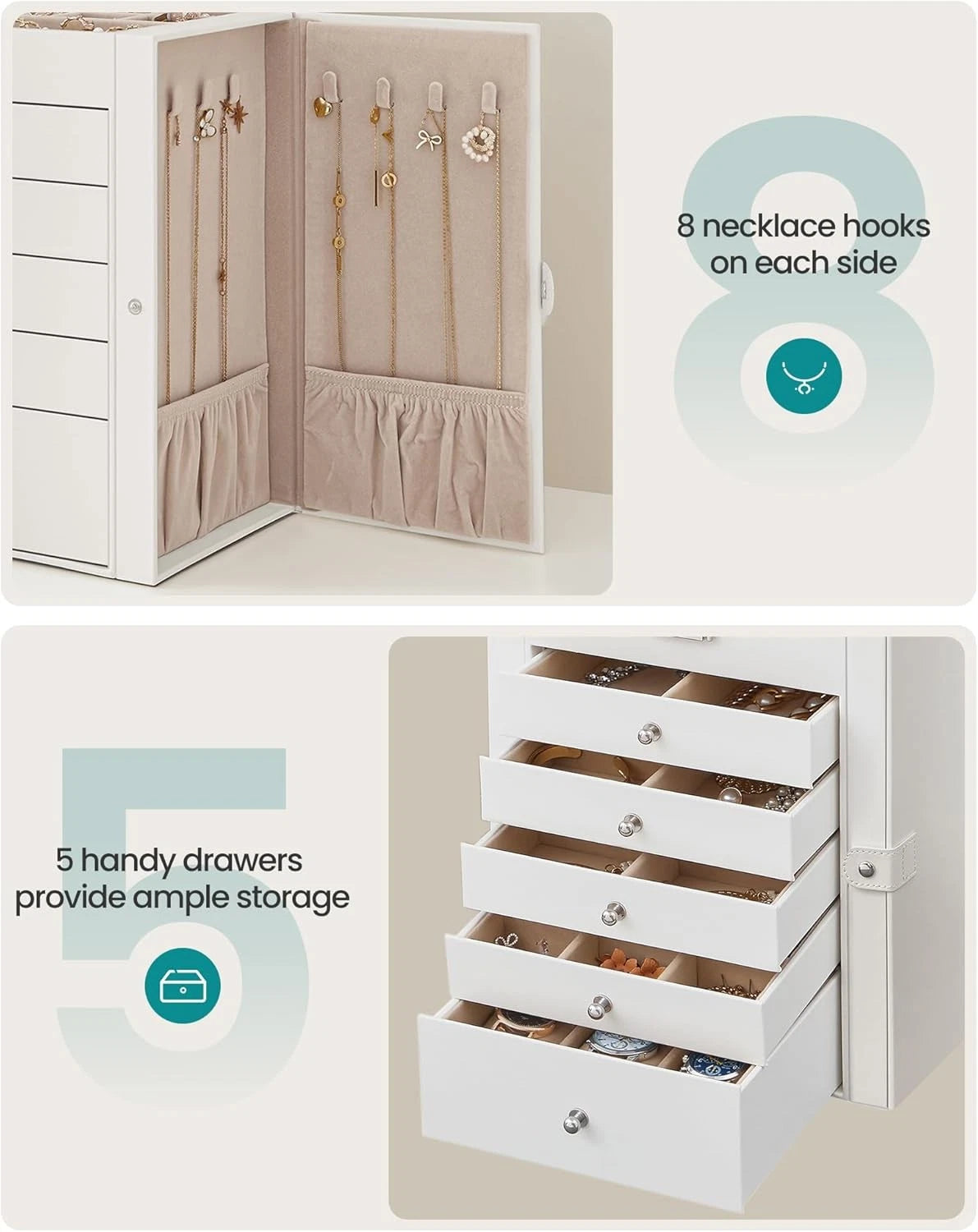 6 Tier Jewelry Box, Jewelry Storage Organizer with 5 Drawers | eBay