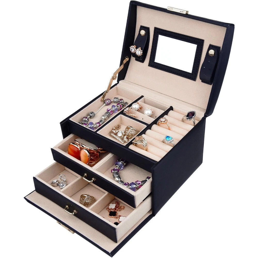 3 Layer Portable Jewelry Storage Case for Necklace Earrings Rings Bracelets | eBay