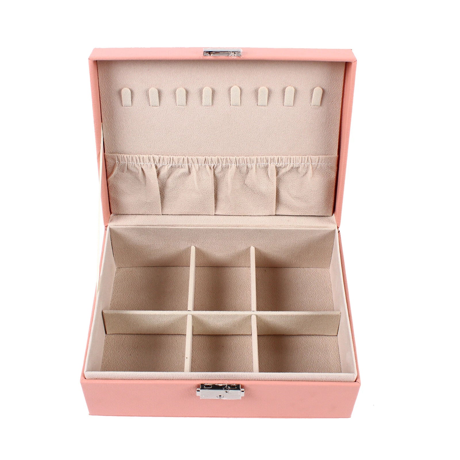 2-layer Storage Box Pink pu Leather Exquisite Jewelry Box For Necklaces Rings US | eBay