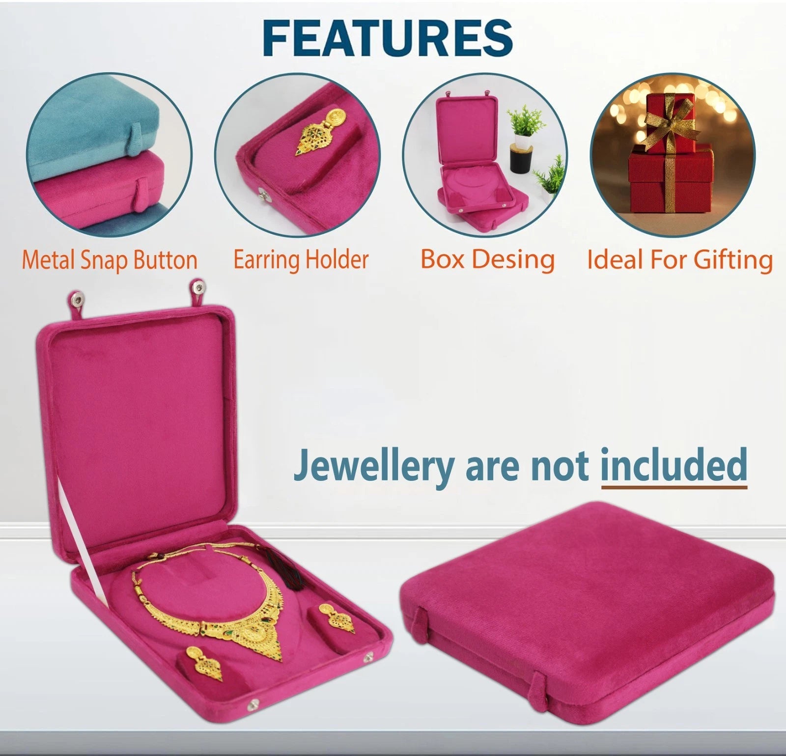 2 Jewelry Necklace Pendant Ring Earring Storage Organizer Locker Box Velvet Case | eBay